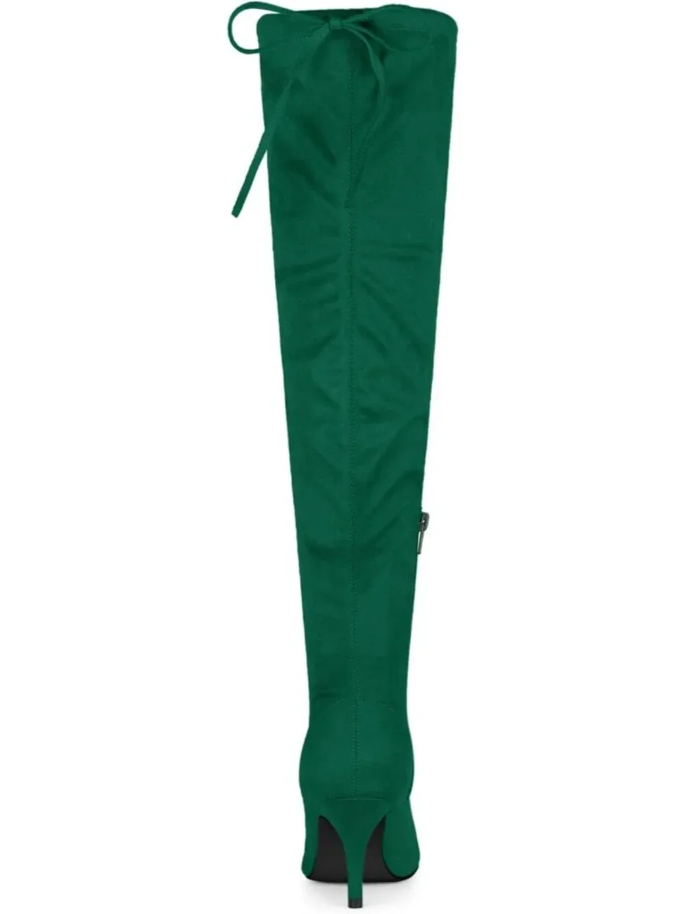 Women's Green Round Toe Chunky Heel Lace Up Synthetic Over The Knee High Boots